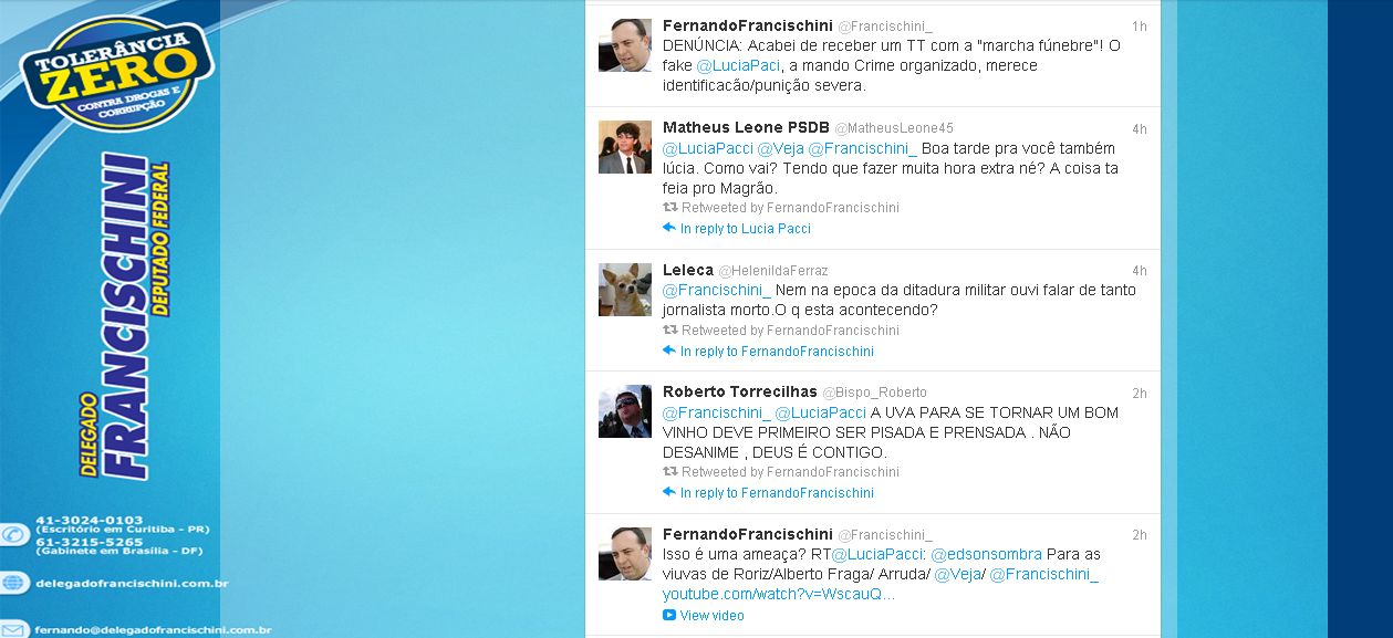 No Twitter, deputado recebe post com link para vídeo da Marcha Fúnebre | Reprodução