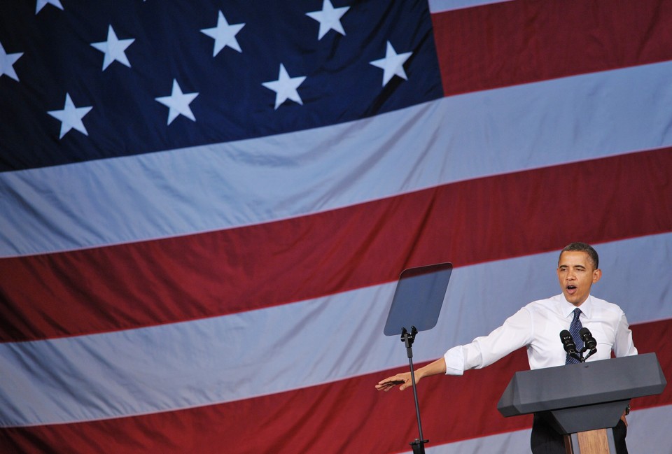 Obama:"a boa notícia é que temos aguentado a tempestade". | Mandel Ngan/AFP Photo