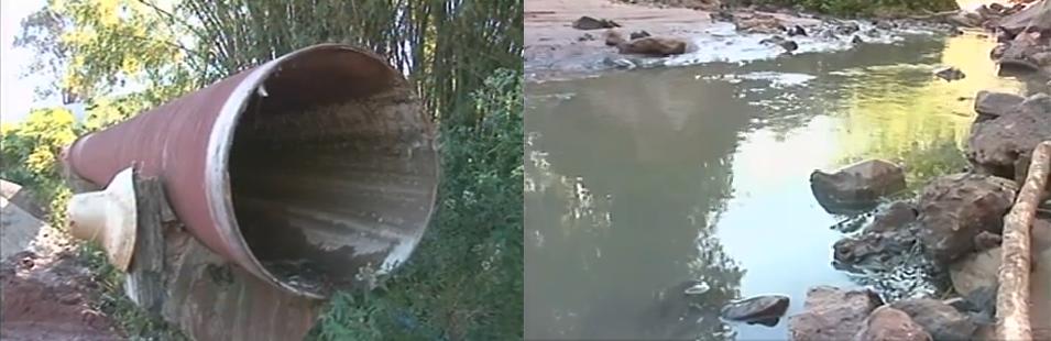 Rio Canelinha está poluído por conta de resíduos do esgoto, despejados ilegalmente | Reprodução/RPC TV Paranavaí