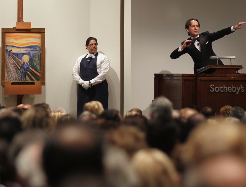 A obra, feita em 1895 que representa um homem que grita, com as mãos nas orelhas e com um fundo de céu avermelhado, era a única das quatro versões de "O Grito" ainda em posse de um colecionador | Mario Tama/Getty Images/AFP