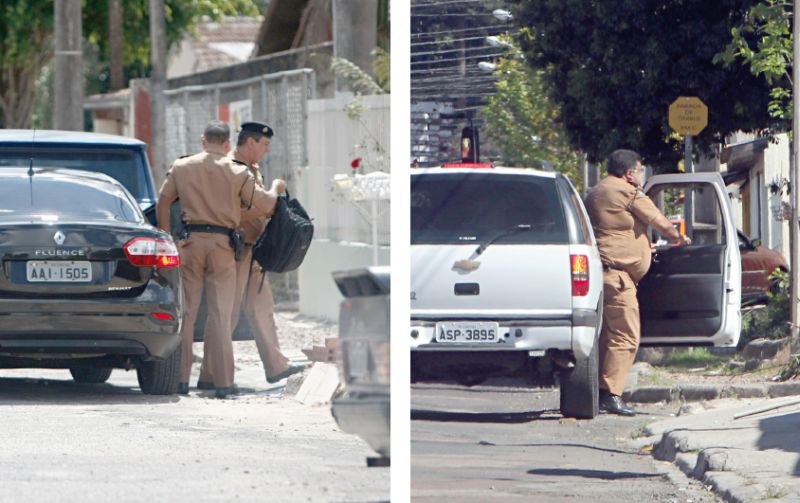 Subcomandante da PM  e o coronel responsável pelo 1.º Comando Regional chegam em casa | Fotos: Albari Rosa/Gazeta do Povo