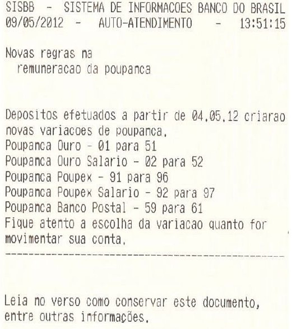 O informativo distribuído pelo BB: explicações confusas |