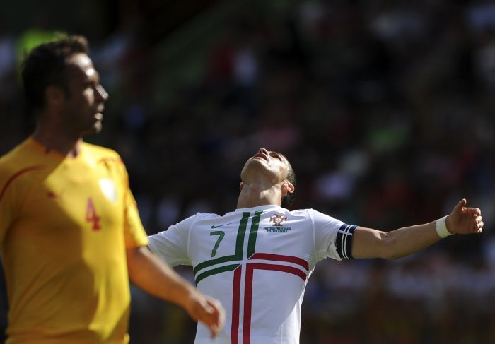 Mesmo com Cristiano Ronaldo em campo,Portugal não conseguiu vencer a Macedônia | AFP