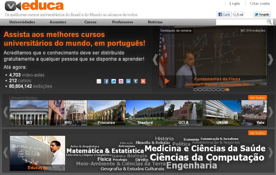 O portal brasileiro Veduca recebeu mais de 250 mil acessos desde março | Reprodução