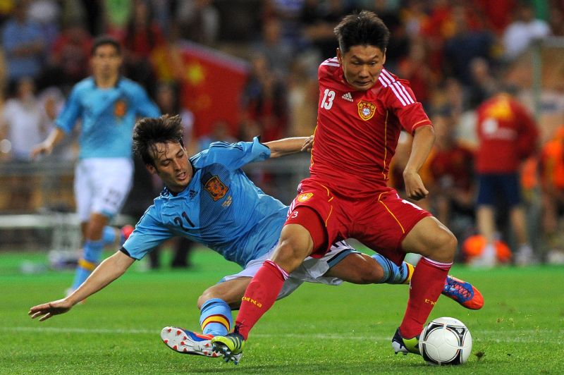 Espanha sofreu para vencer a China. David Silva marcou o gol espanhol | AFP