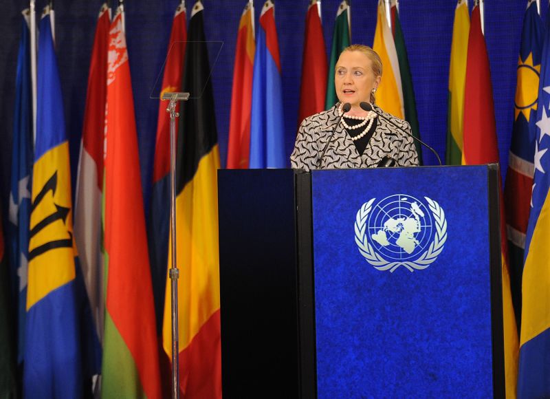 Secretária do Estado dos EUA Hillary Clinton, discursa no Rio de Janeiro | AFP PHOTO / ANTONIO SCORZA
