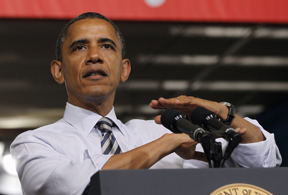 Presidente dos EUA, Barack Obama, falando sobre economia em Honeywell Golden Valley, em Minneapolis | Jason Reed/Reuters