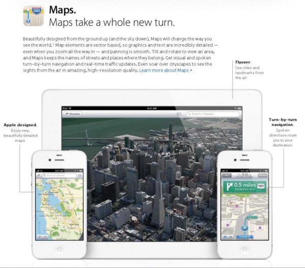 Apple abandona Google Maps e lança produto próprio | Divulgação