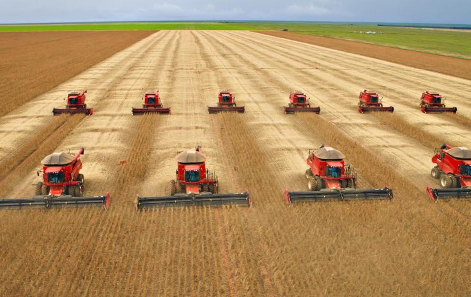Colheitadeiras em lavoura de soja no Mato Grosso: agricultura encolheu 7,3% em relação a dezembro e foi influência negativa | Antônio Costa/ Gazeta do Povo