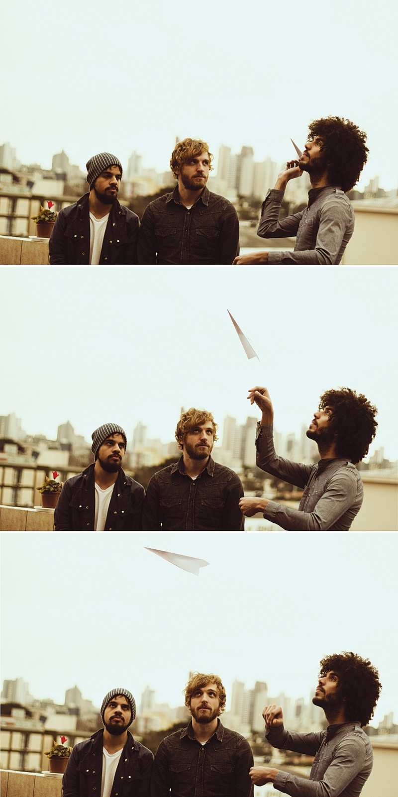 (A partir da esq.) Rodrigo Lemos, Artur Roman e Wonder Bettin: músicos se reuniram para um projeto paralelo descompromissado | Diego Cagnato/Divulgação