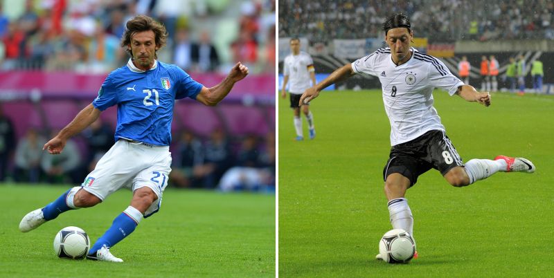 Pirlo e Ozil, os maestros de Itália e Alemanha | AFP
