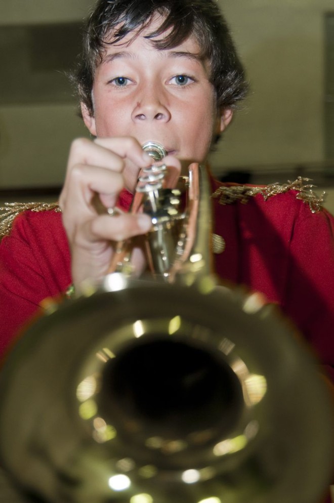 As cornetas fazem parte dos instrumentos da fanfarra |