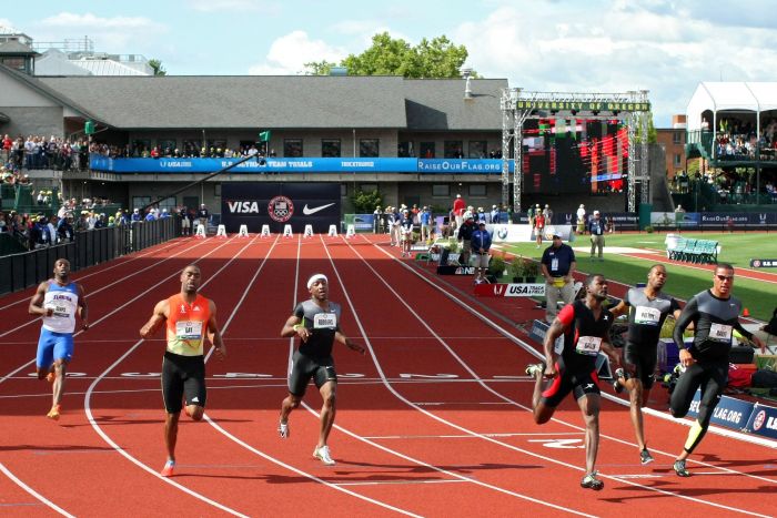 Justin Gatlin venceu a seletiva norte-americana para os 100 m da Olimpíada com o segundo melhor tempo do ano | Christian Petersen/AFP