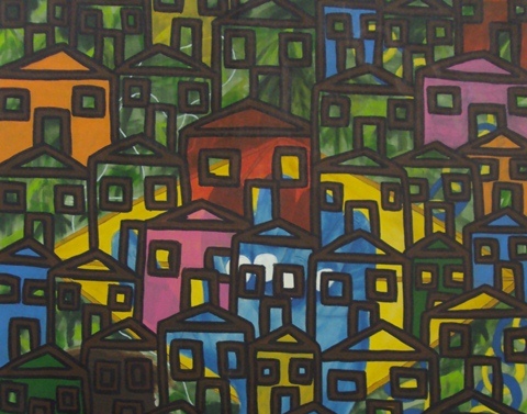 Casas em 3D, característica marcante na obra de Sandoval Tibúrcio | Reprodução