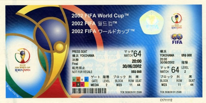 Reprodução do ingresso da final em Yokohama | 