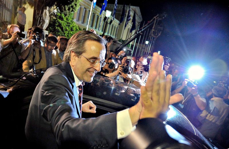 Antonis Samaras, líder do Nova Democracia, partido que venceu as eleições gregas e que busca apoio para formar o novo governo | Andreas Solaro/AFP