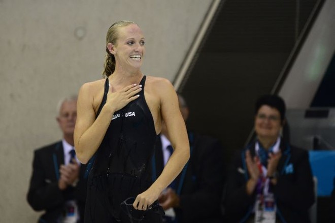 Dana Wollmer bateu o recorde olímpico nos 100m borboleta neste domingo (29) |