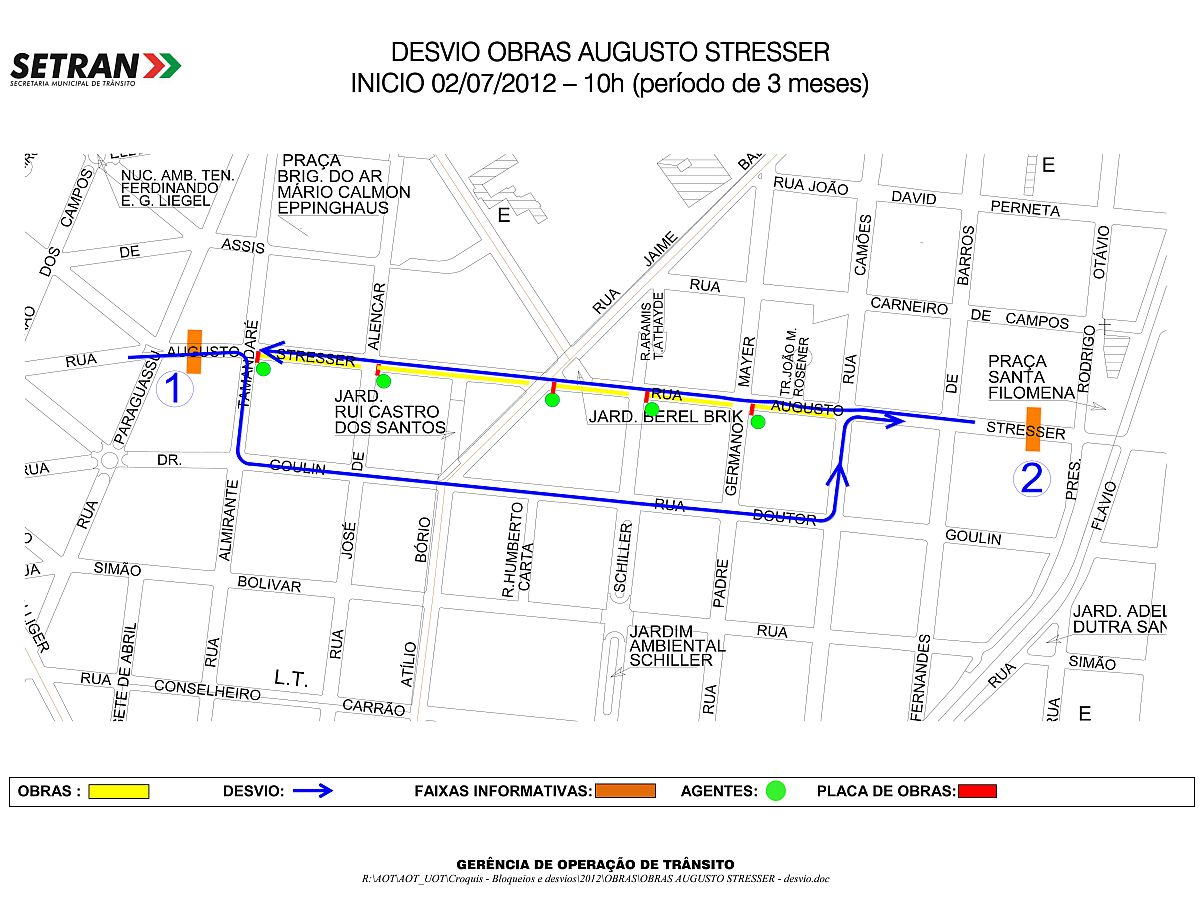 O desvio na Rua Augusto Stresser, no bairro Hugo Lange, irá durar três meses, segundo a Secretaria de Trânsito de Curitiba (Setran) | Secretaria de Trânsito de Curitiba (Setran) / Divulgação