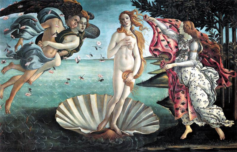 O Nascimento de Vênus, obra de Sandro Botticelli (1445-1510), pintor que teria sido influenciado pelas ideias do grego Tito Lucrécio, autor de Sobre a Natureza das Coisas | Reprodução