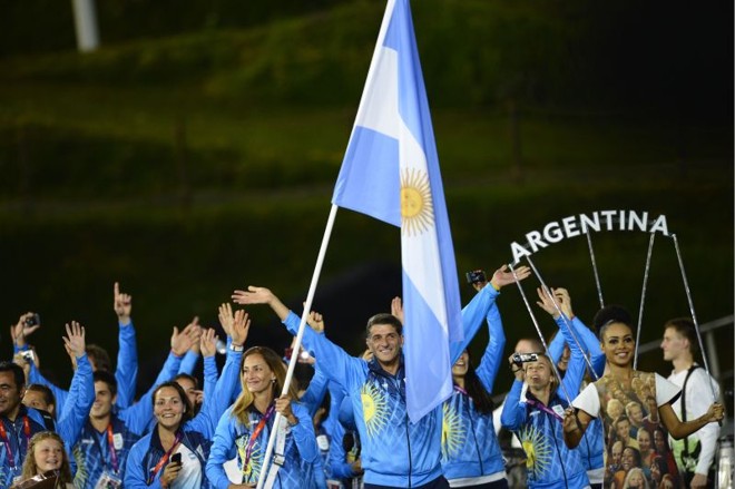 Delegação dos hermanos argentinos no desfile dos atletas | 