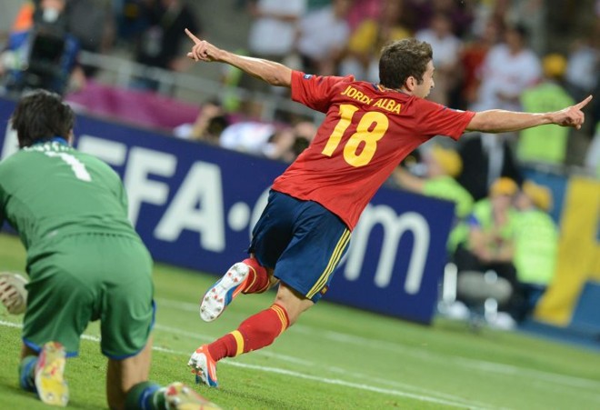 Jordi Alba marcou o segundo da Espanha na final | 