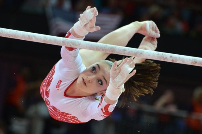Aliya Mustaina da Rússia. Equipe foi prata na ginástica |