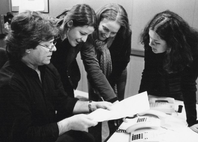 A equipe do curta-metragem em ação (com Joana à direita) |