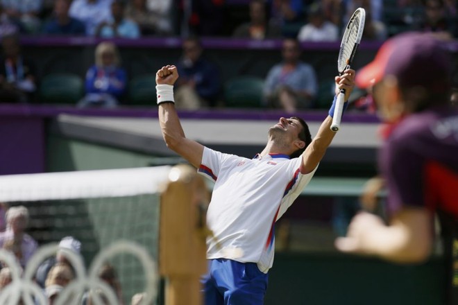 Novak Djokovic comemora classificação para a semifinal olímpica | 