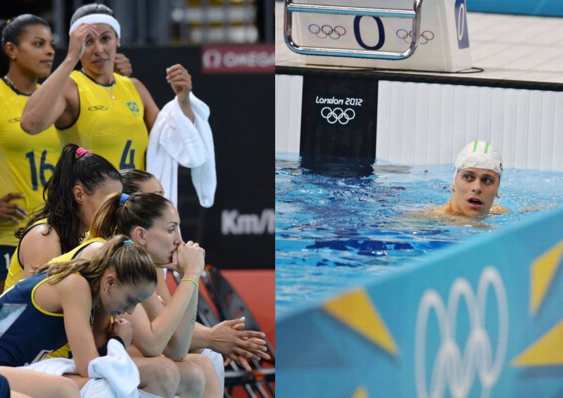 Vôlei feminino do Brasil e Cesar Cielo deixaram a desejar | AFP e Daniel Castellano / Gazeta do Povo - enviado especial
