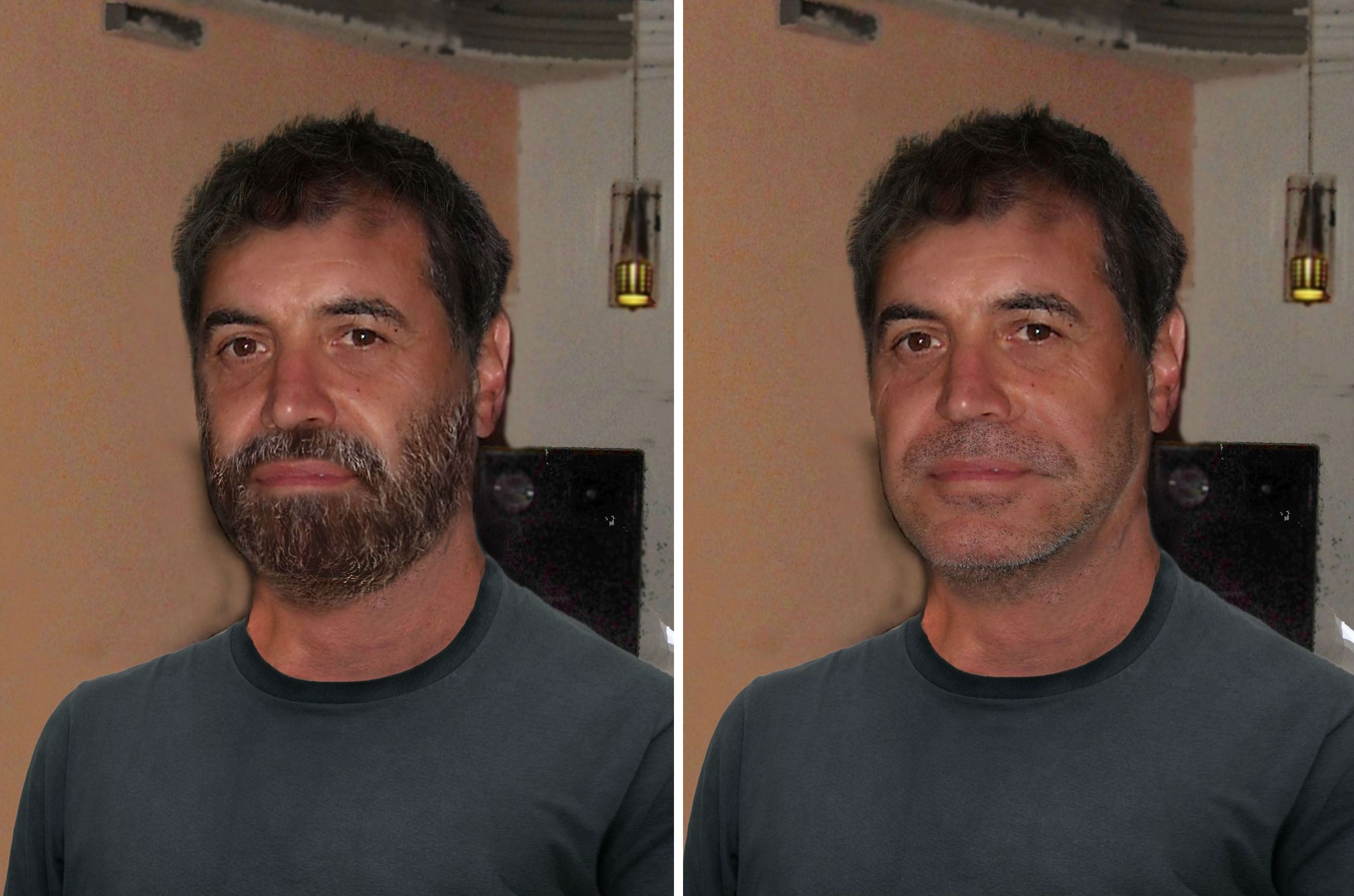 Simulação feita pelo Instituto de Identificação mostra o engenheiro de barba longa e cabelos mais compridos | Polícia Civil