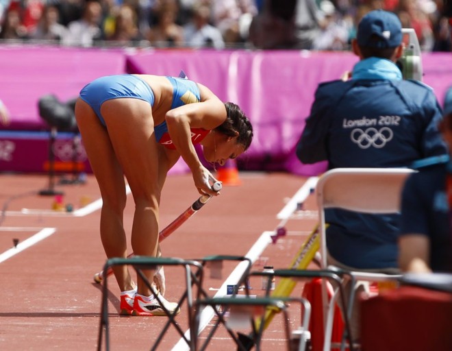 Yelena Isinbayeva mostrou sua graça no salto com vara, mas também não subiu ao alto do pódio | 