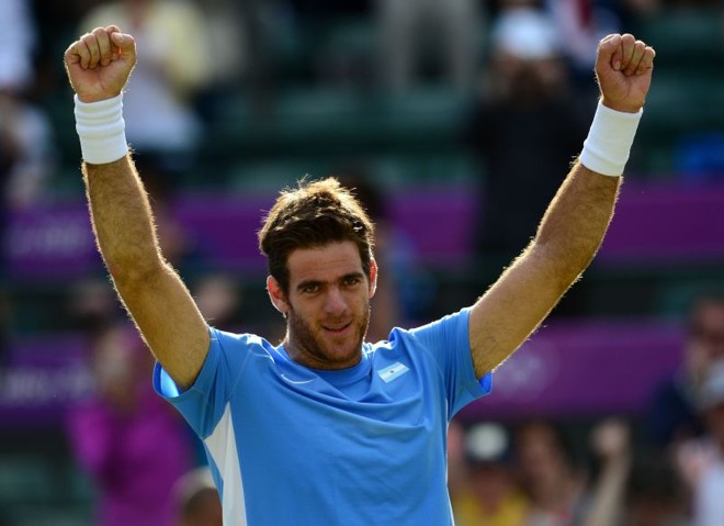 Del Potro comemora a vitória sobre o japonês Kei Nishikori | 