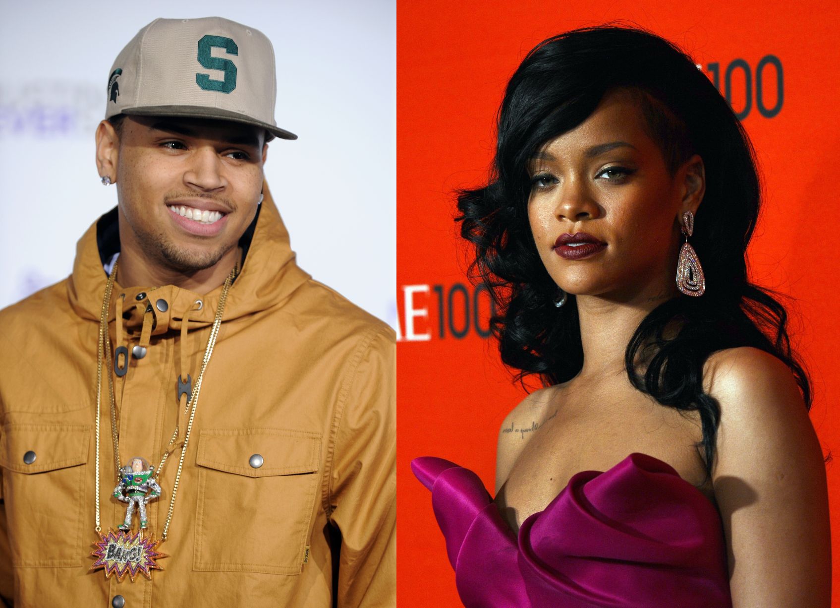 Montagem com os cantores Chris Brown e Rihanna | AFP