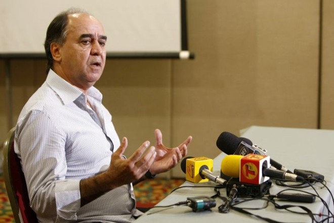 O ex-técnico coritibano Marcelo Oliveira na entrevista concedida nesta quinta-feira em um hotel de Curitiba | Hugo Harada / Gazeta do Povo