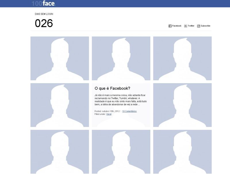 Site do blog 100face.com.br: cem dias longe da rede social | Reprodução