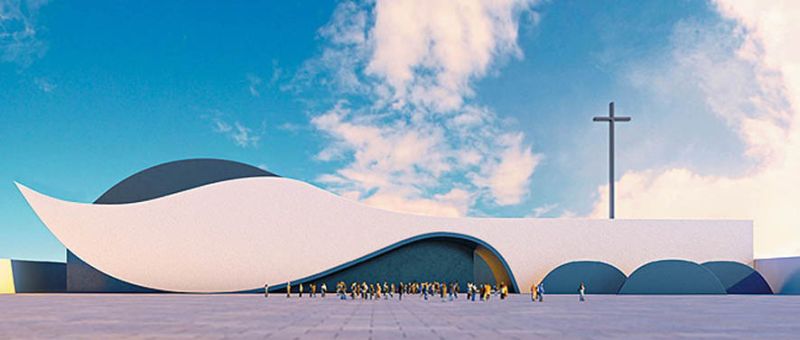 Em forma de livro aberto, igreja terá capacidade para 20 mil fiéis | Divulgação