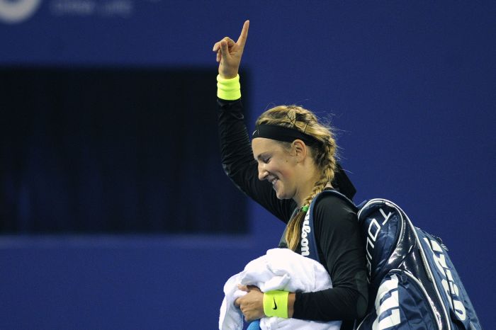 Victoria Azarenka deixa a quadra satisfeita após a vitória sobre Lisicki | Wang Zhao / AFP