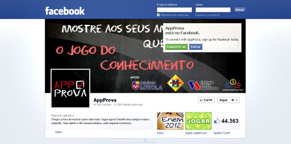 Para jogar o APP Prova, é preciso curtir a página do aplicativo no Facebook | Reprodução