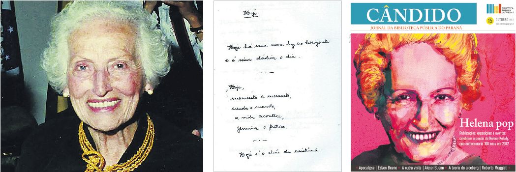 Helena Kolody ganha homenagem no ano de seu centenário. Os seus poemas e sua obra são relembrados na BPP e no jornal Cândido | Adélia Maria Woellner/ Divulgação; Reprodução; Reprodução