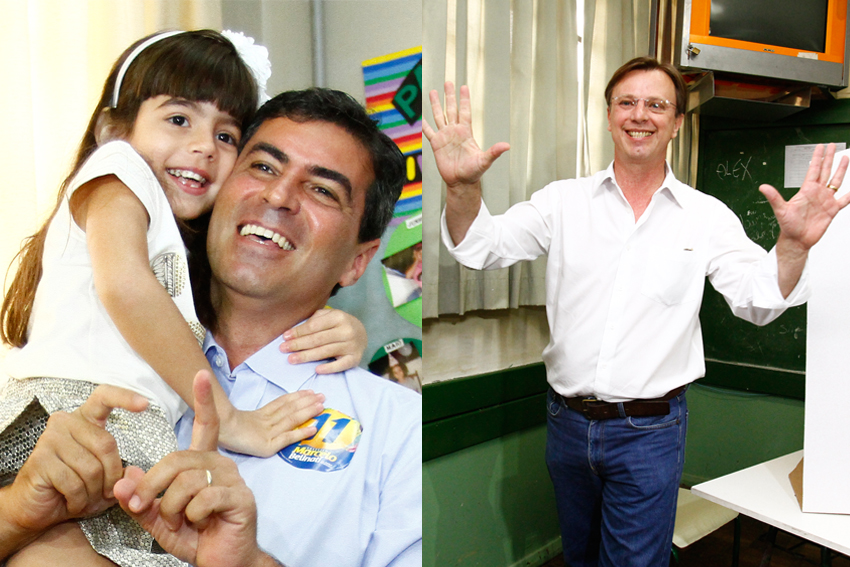 Candidatos Marcelo Belinati (PP) e Alexandre Kireeff (PSD) agradeceram eleitores e falaram em mudança | Roberto Custódio / Jornal de Londrina