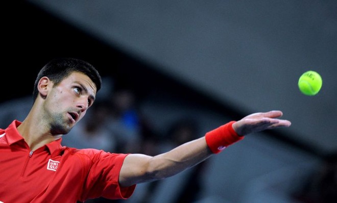O tenista Novak Djokovic, da Sérvia está na final com o francês Jo-Wilfried Tsonga em Pequim | AFP PHOTO /ED JONES