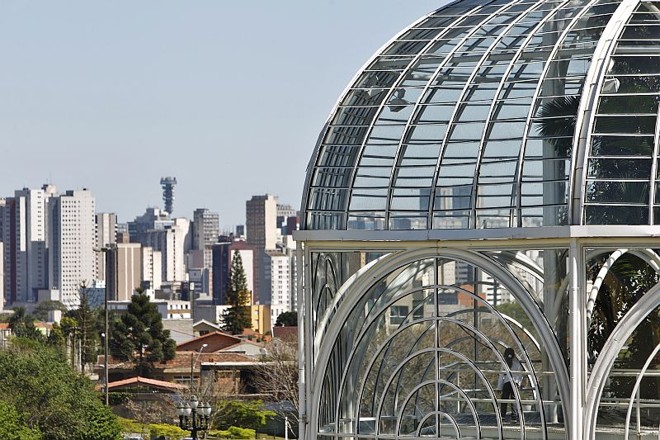 Detalhe da estufa de vidro do Jardim Botânico |