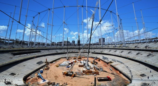 Segundo a construtora, a nova Fonte Nova, em Salvador, está 74% concluída | 