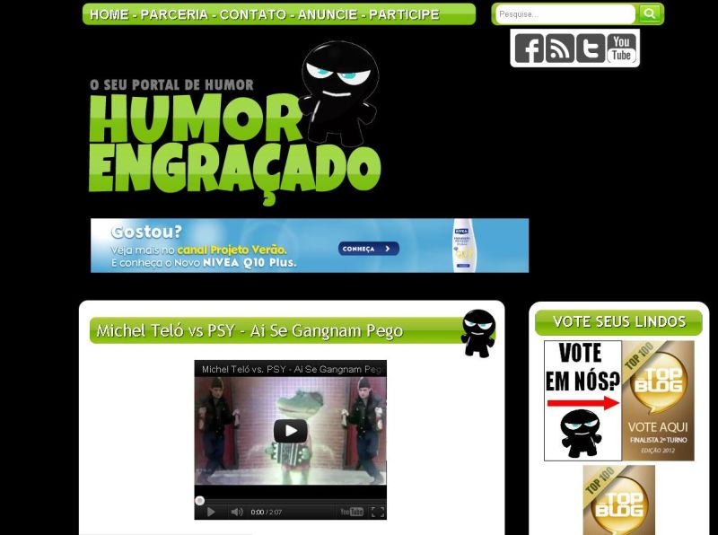 No site do Humor Engraçado, link quebrado para o Facebook | Divulgação