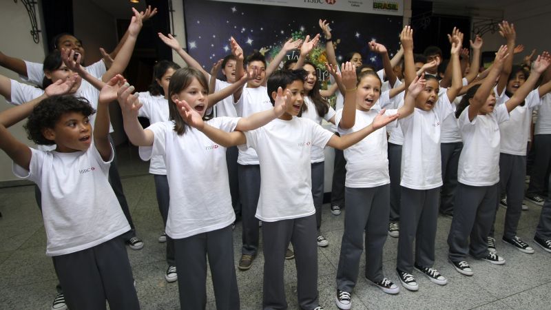 Criancas do Coral HSBC fizeram uma pequena apresentação nesta quarta-feira (21) para a imprensa, dando uma prévia do espetáculo de fim de ano | Andre Rodrigues/Agencia de Noticias Gazeta do Povo