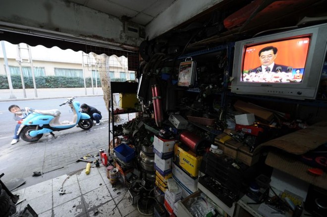 Tevê transmite discurso do presidente chinês, Hu Jintao |