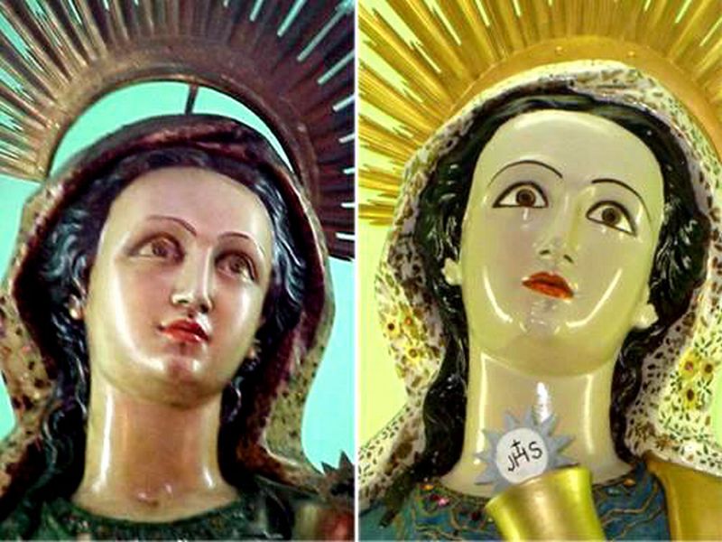 Imagem de Santa Bárbara foi grosseiramente repintada | Fotos: Milton Teixeira/Divulgação