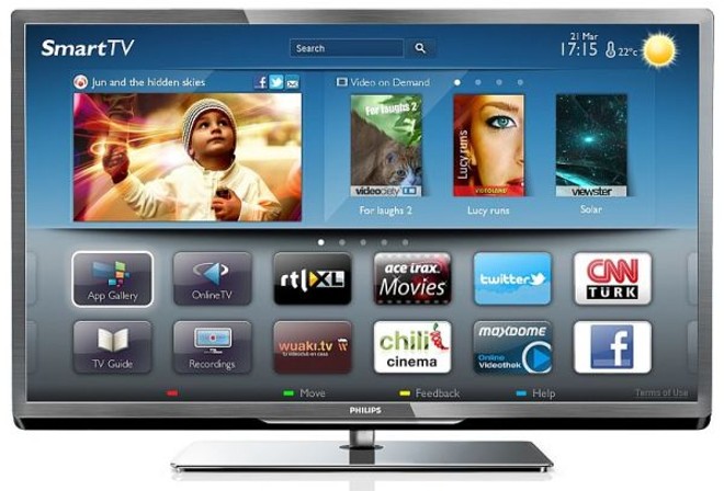 PHILIPS 5000 SERIES LED SMART -Tem internet, vários aplicativos, quatro entradas HDMI e resolução Full HD em tela LED de 32 polegadas. Preço sugerido:R$ 1.599 | 