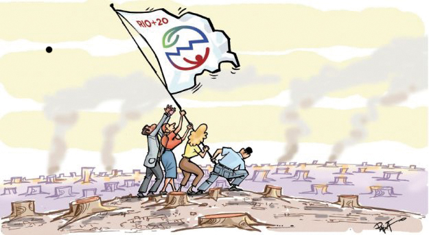 Redação incluiu charge do cartunista Paixão, da Gazeta do Povo, sobre a Rio + 20 | Paixão