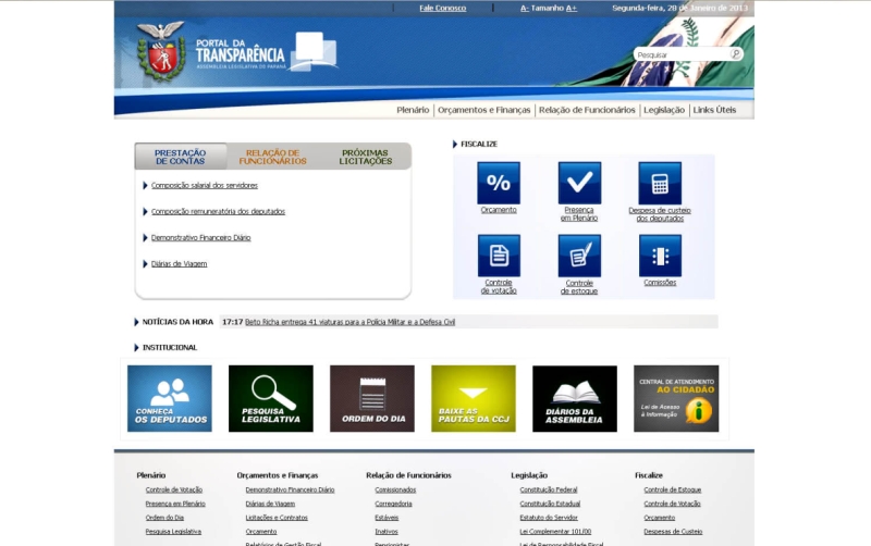 Novo Portal da Transparência: página está visualmente mais leve | Reprodução